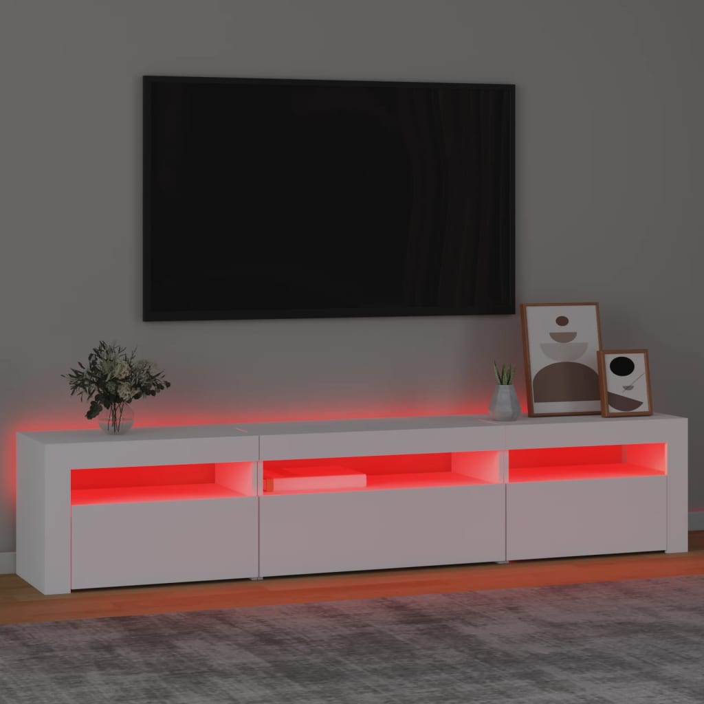TV ormarić s LED svjetlima bijeli 195x35x40 cm