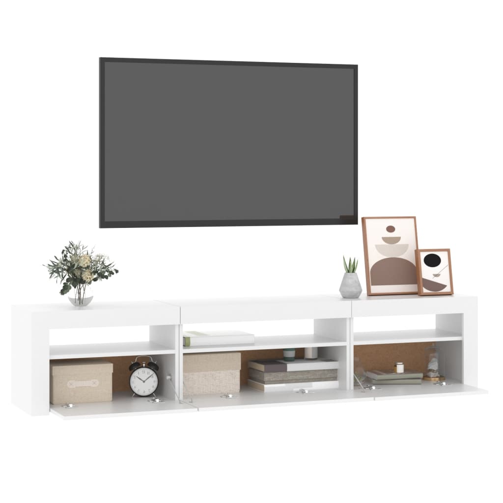 TV ormarić s LED svjetlima bijeli 195x35x40 cm