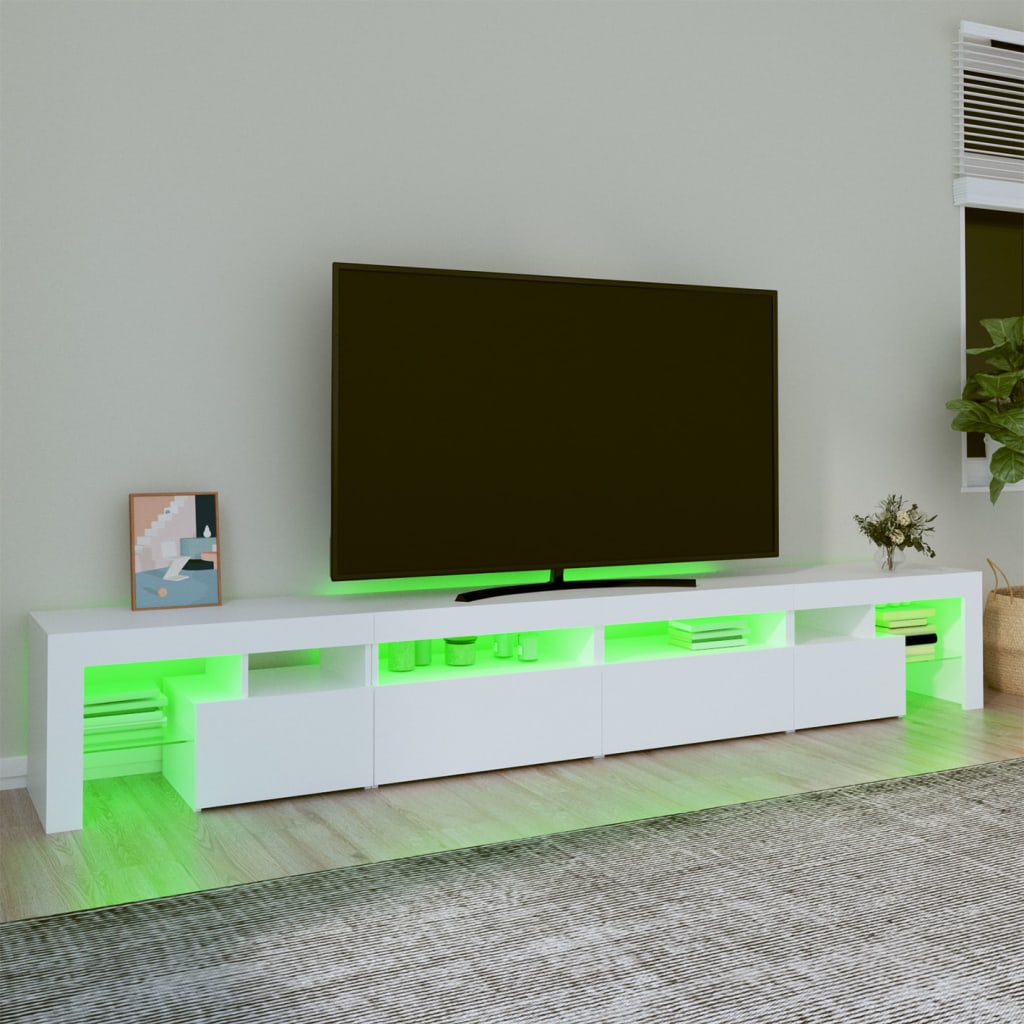 TV ormarić s LED svjetlima bijeli 260 x 36,5 x 40 cm