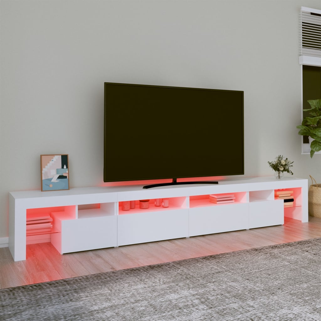 TV ormarić s LED svjetlima bijeli 260 x 36,5 x 40 cm