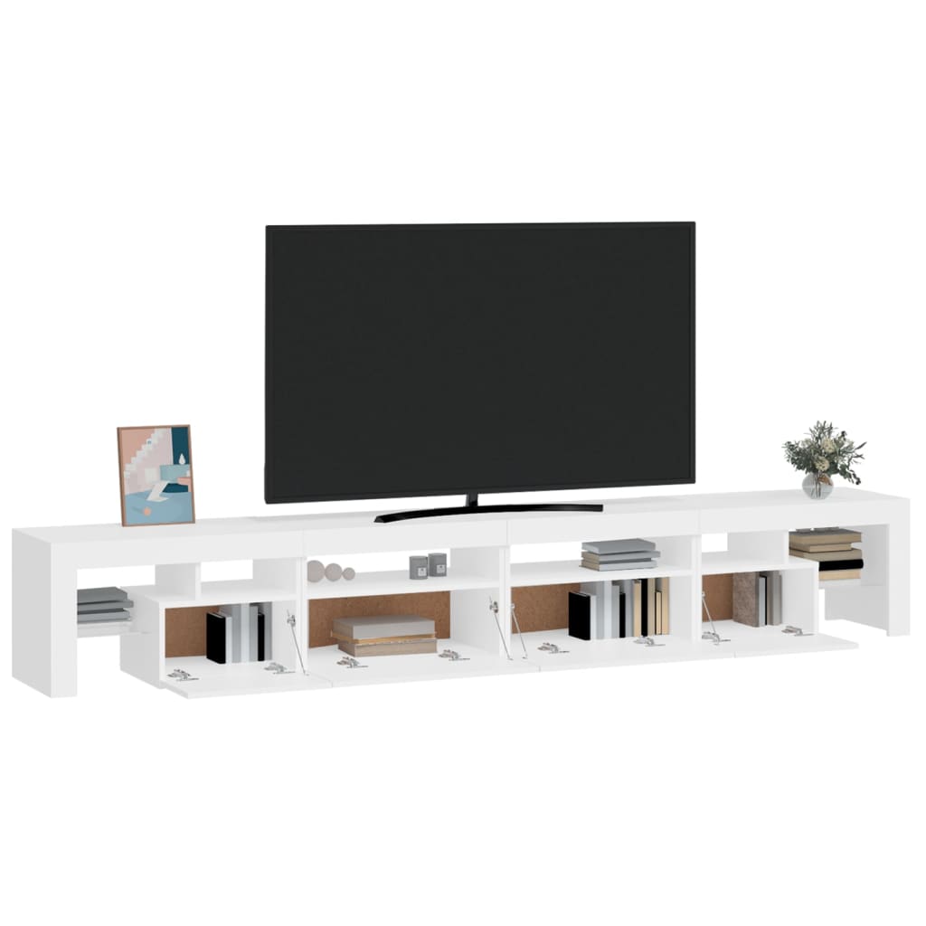 TV ormarić s LED svjetlima bijeli 260 x 36,5 x 40 cm