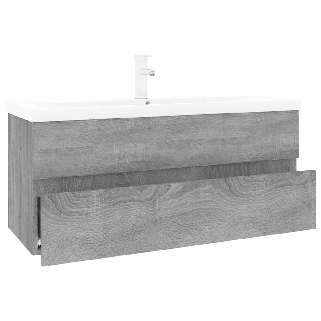 Ormarić s ugrađenim umivaonikom boja sivog hrasta sonome drveni Siva 100 x 38.5 x 45 cm