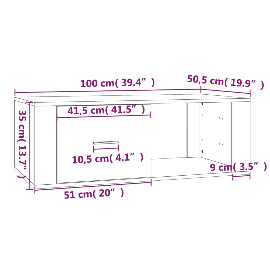 Stolić za kavu boja hrasta 100x50,5x35 cm konstruirano drvo
