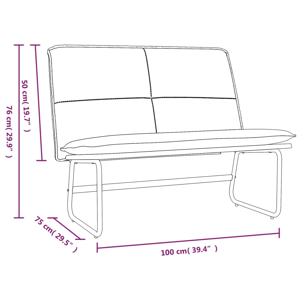 Klupa krem 100 x 75 x 76 cm od umjetne kože