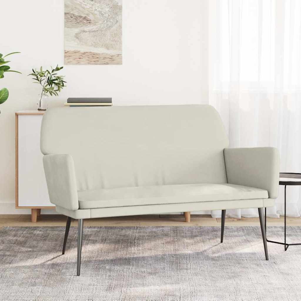Klupa krem 108 x 79 x 79 cm baršunasta