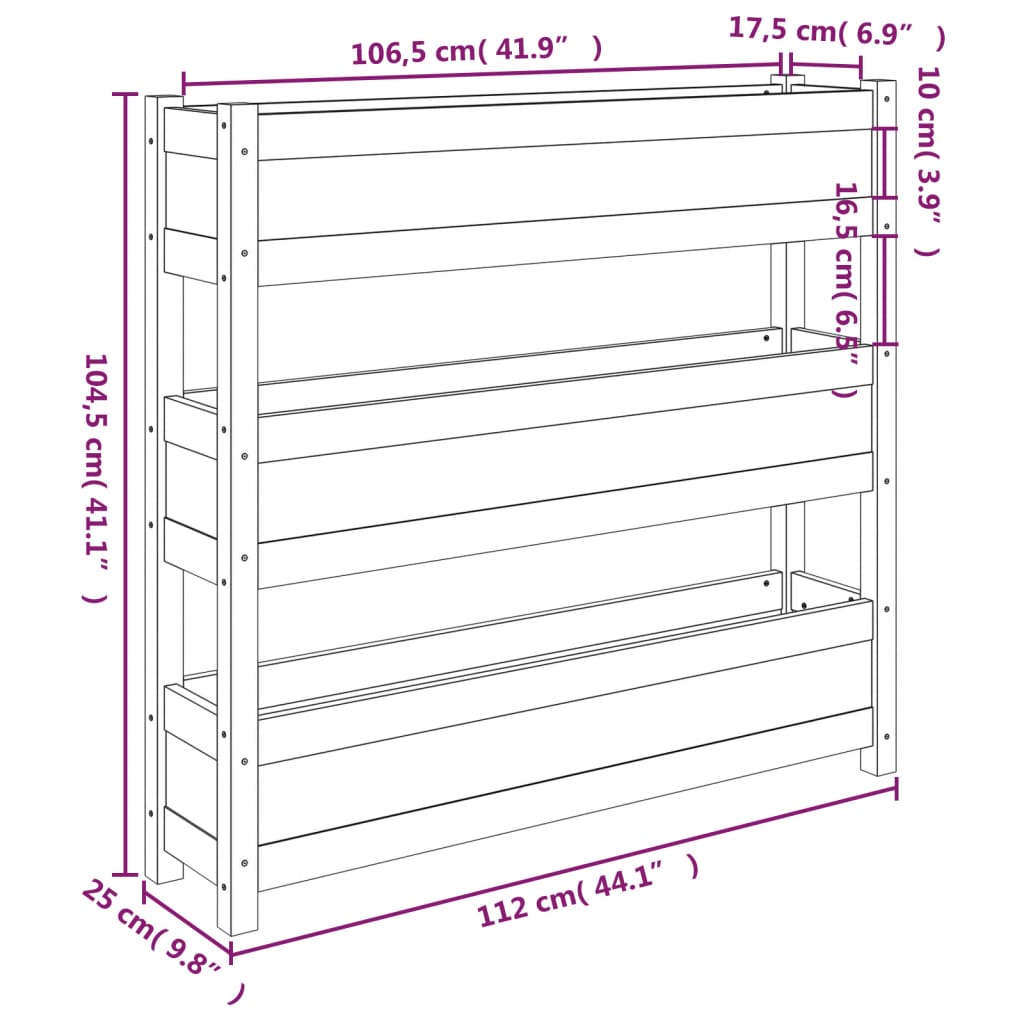 Sadilica siva 112 x 25 x 104,5 cm od masivne borovine
