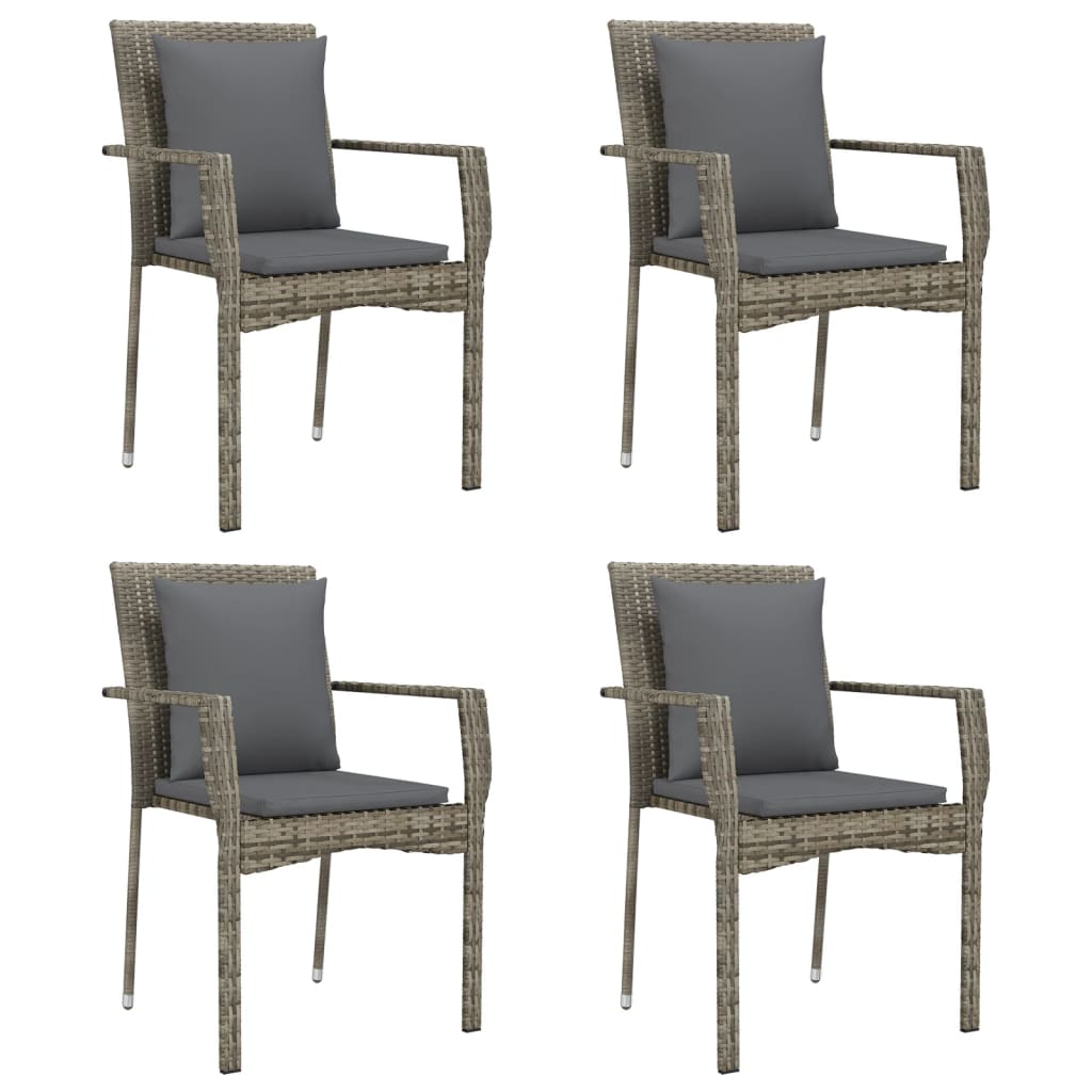 Vrtne stolice s jastucima 4 kom od poliratana sive