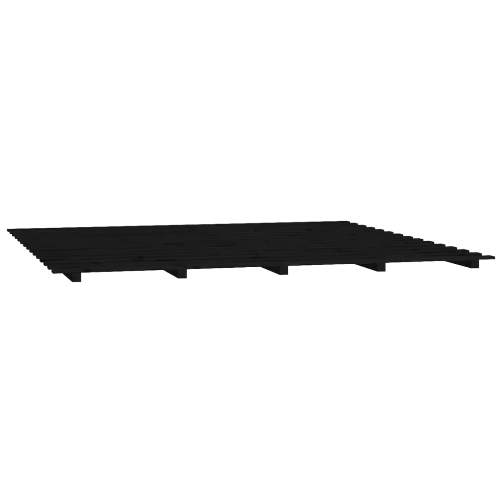 Okvir za krevet crni 200 x 200 cm od masivne borovine