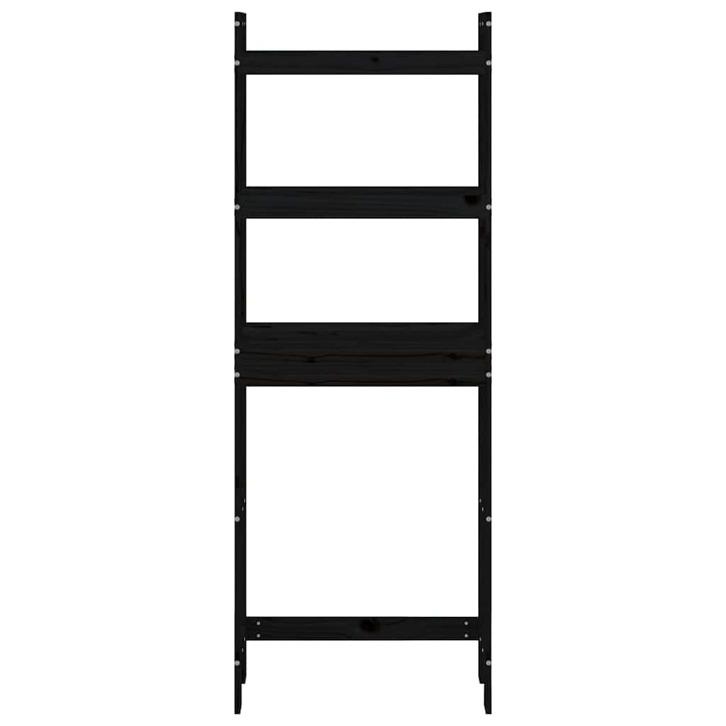 Stalak za kupaonicu crni 63 x 26 x 171 cm od masivne borovine