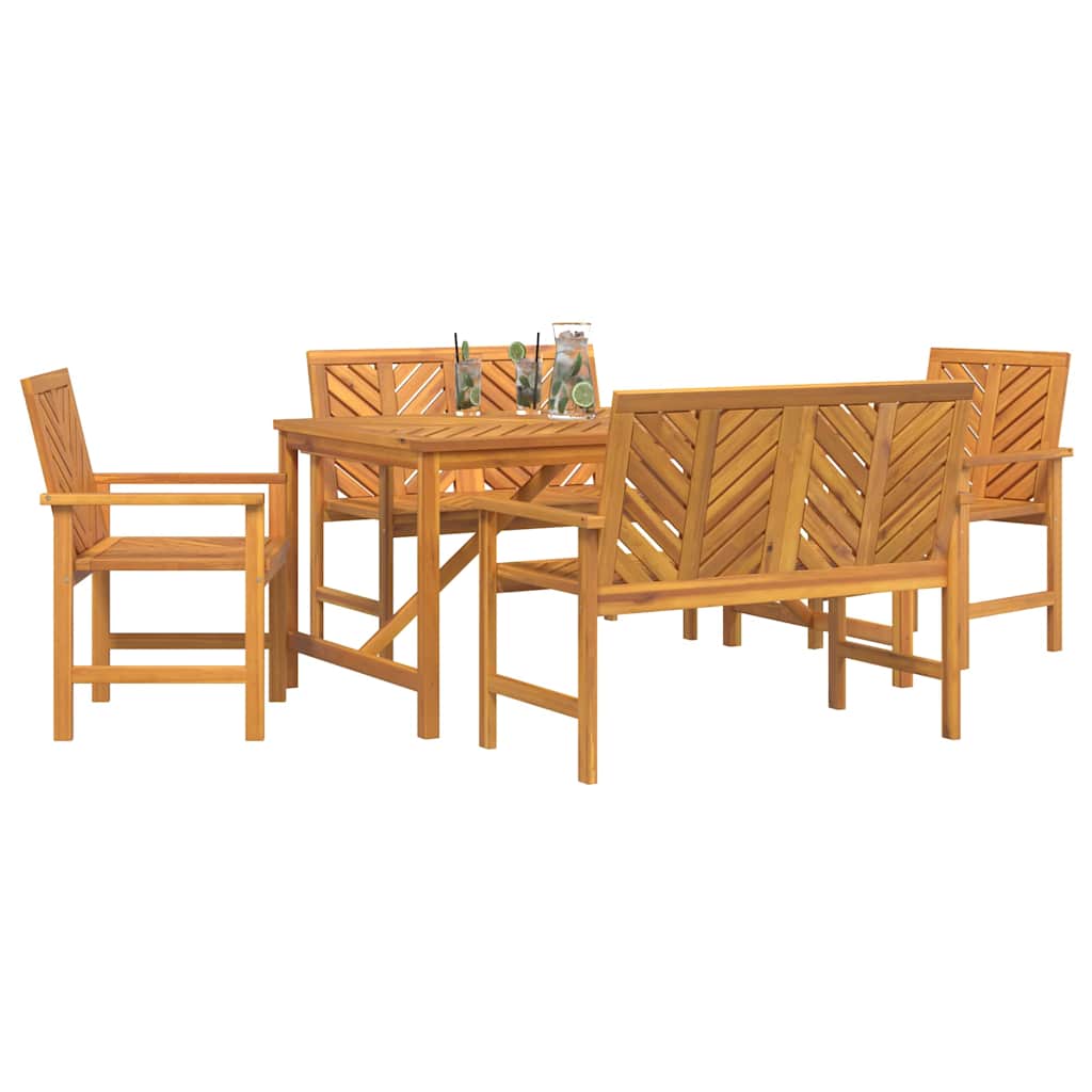 Vrtni set za objed 5 kom. Smeđa 150 x 90 x 74 cm