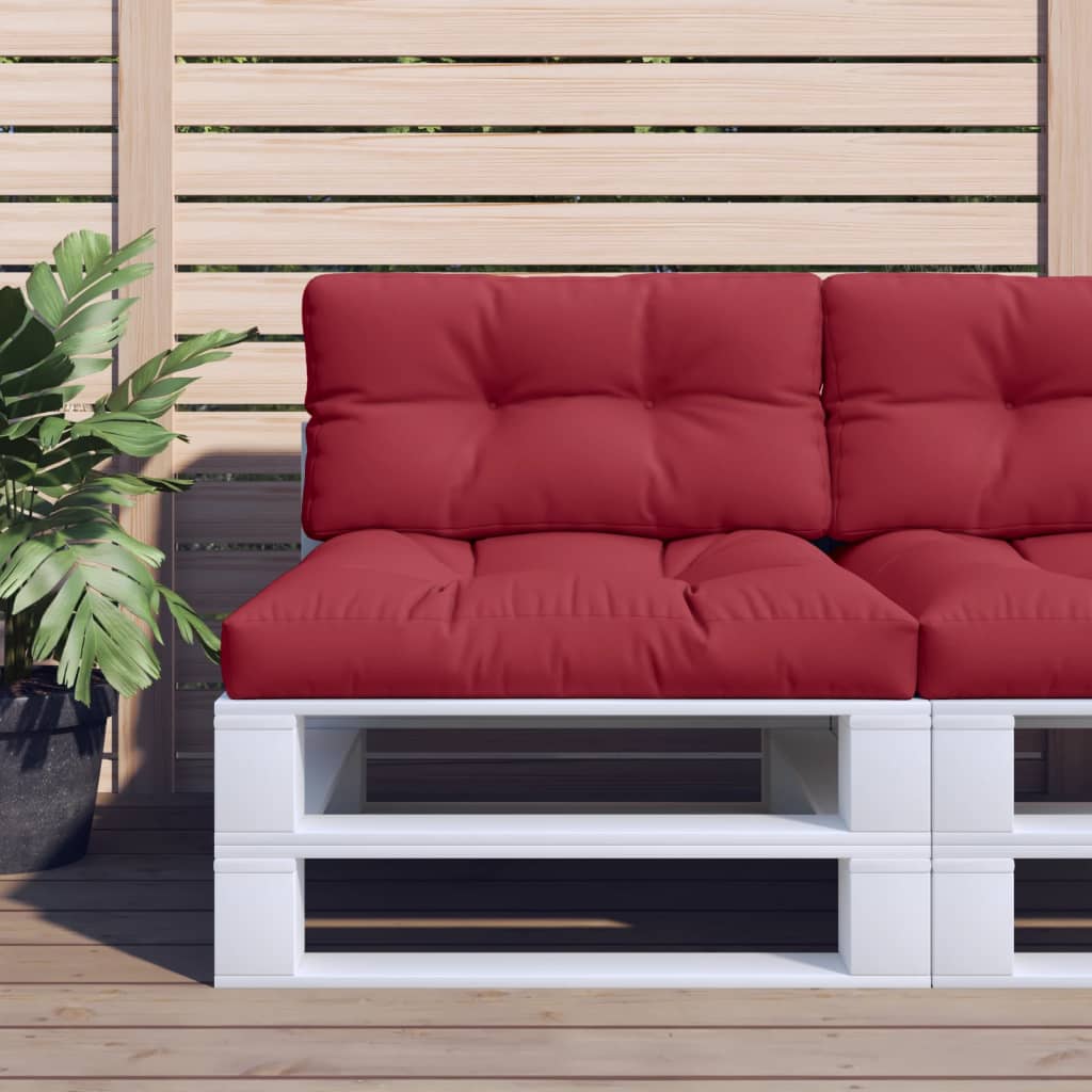 Jastuci za palete 2 kom boja vina od tkanine Crvena 70 x 70 x 12 cm