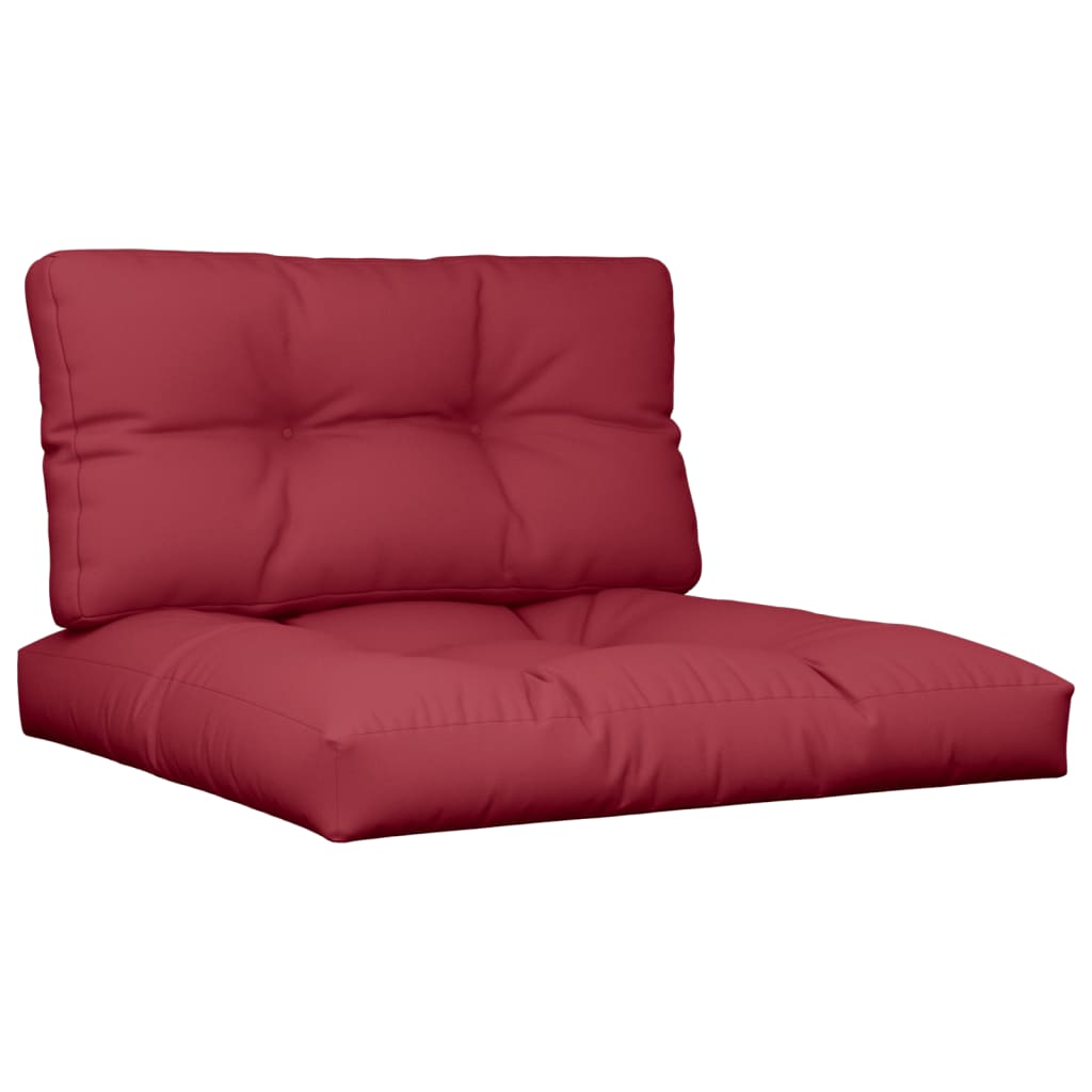 Jastuci za palete 2 kom boja vina od tkanine Crvena 80 x 80 x 12 cm