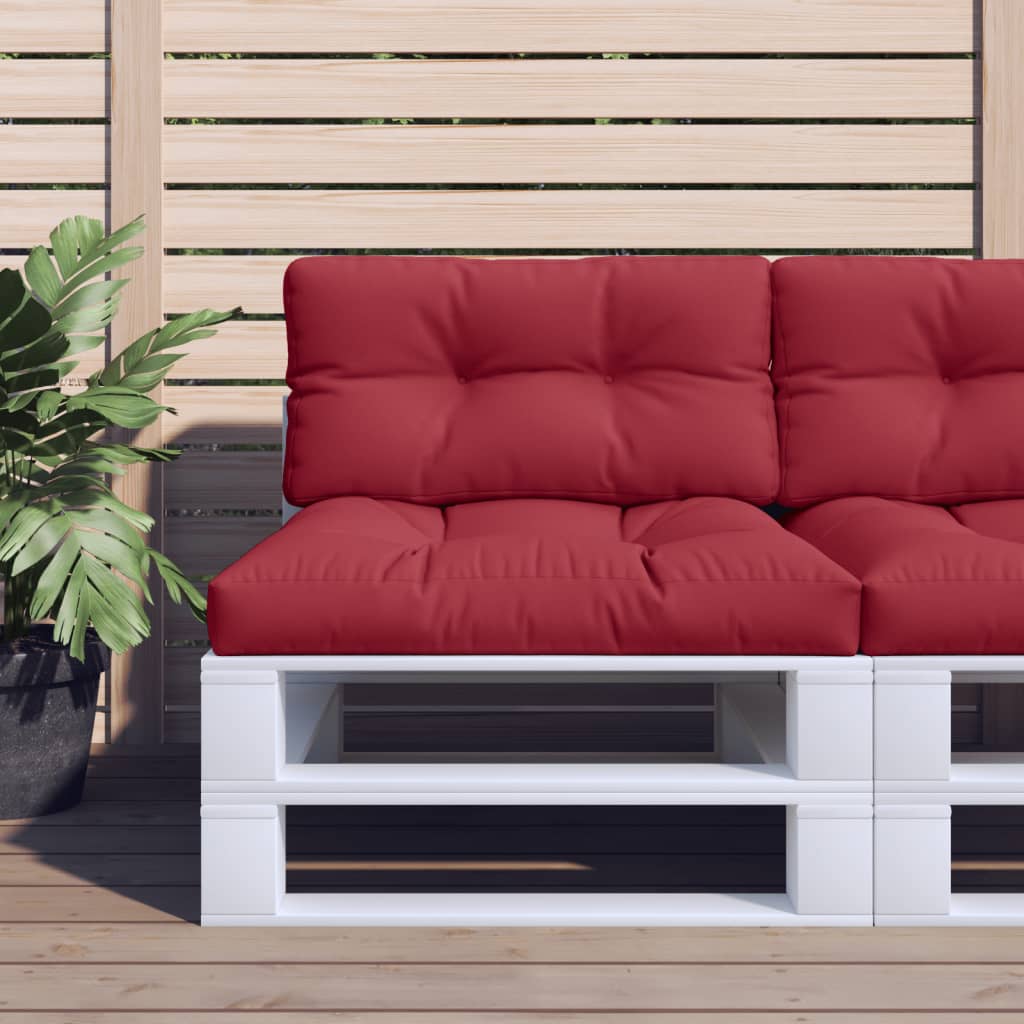Jastuci za palete 2 kom boja vina od tkanine Crvena 80 x 80 x 12 cm