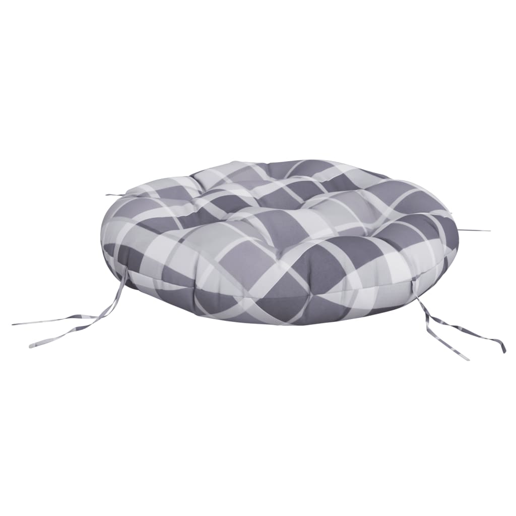 Okrugli jastuk sivog kariranog uzorka Ø 60 x 11 cm Oxford tkanina