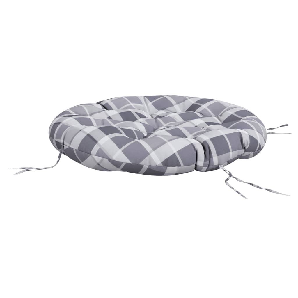 Okrugli jastuk sivog kariranog uzorka Ø 100 x 11 cm Oxford tkanina