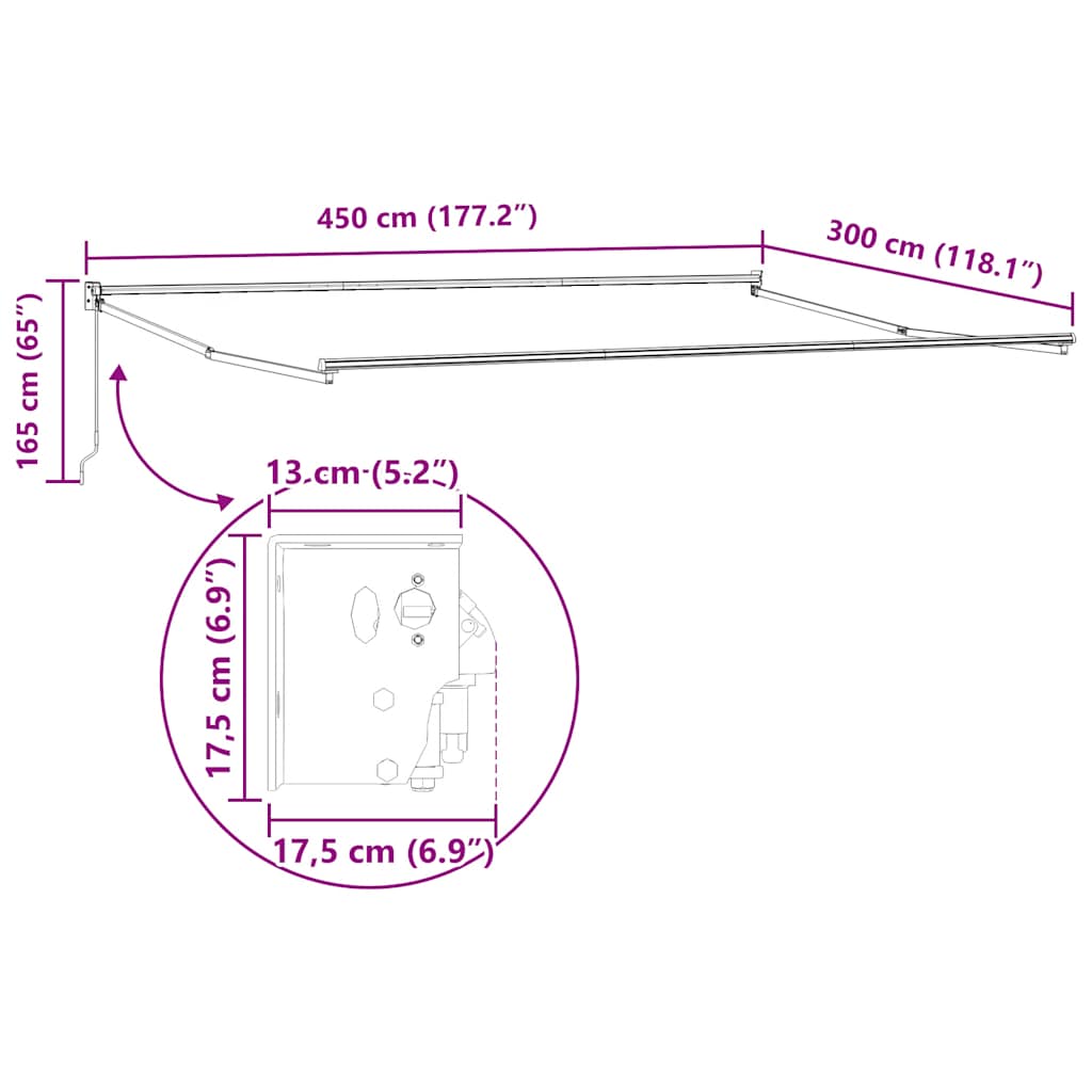 Tenda na uvlačenje narančasto-smeđa 4,5x3 m tkanina i aluminij