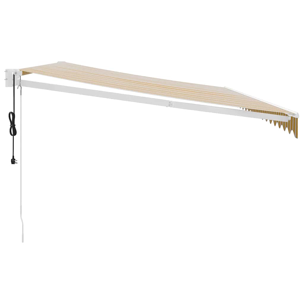 Automatska tenda na uvlačenje žuto-bijela 5 x 3 m