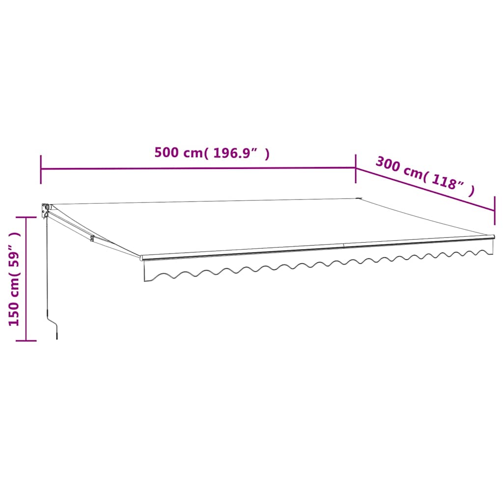 Automatska tenda na uvlačenje žuto-bijela 5 x 3 m
