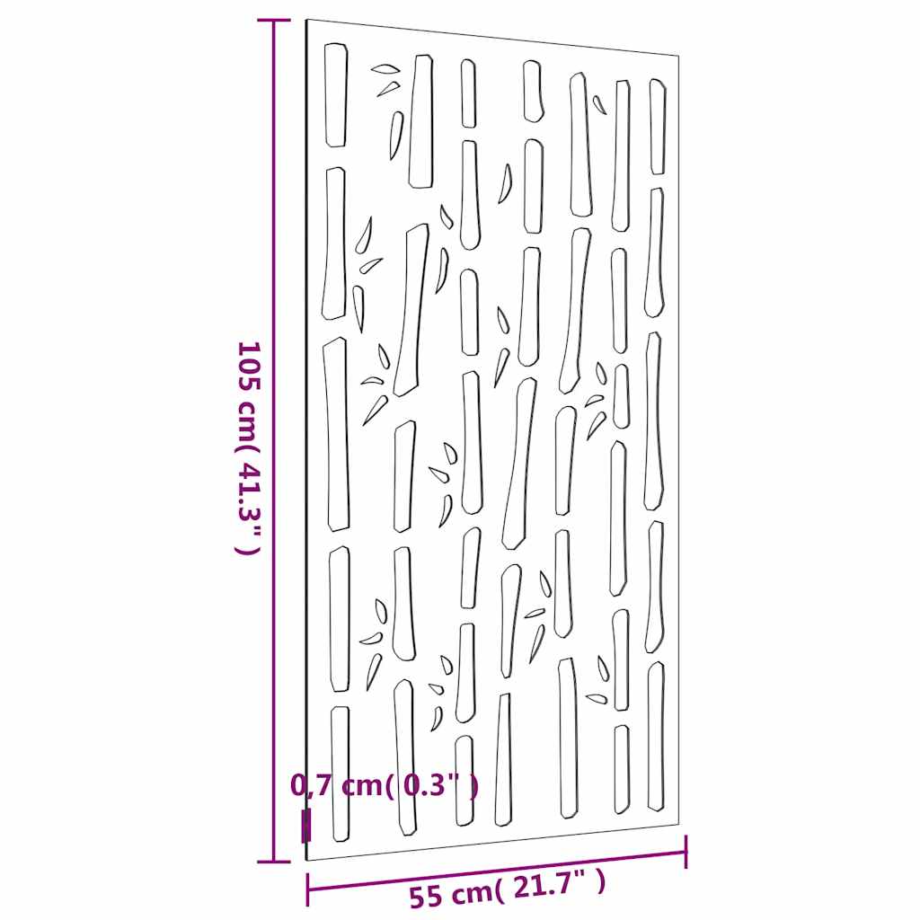 Vrtni zidni ukras 105 x 55 cm čelik COR-TEN s uzorkom bambusa Smeđa