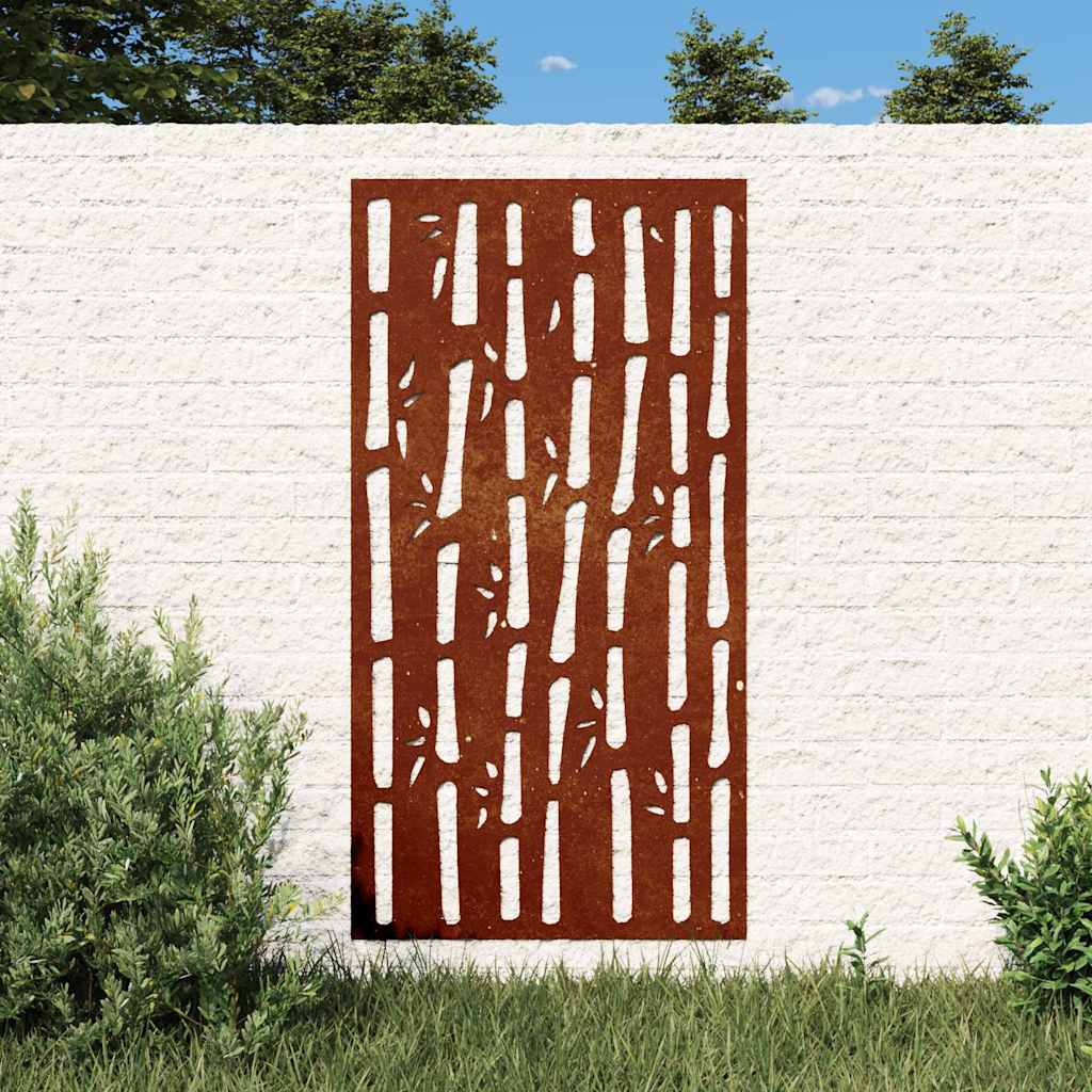 Vrtni zidni ukras 105 x 55 cm čelik COR-TEN s uzorkom bambusa Smeđa