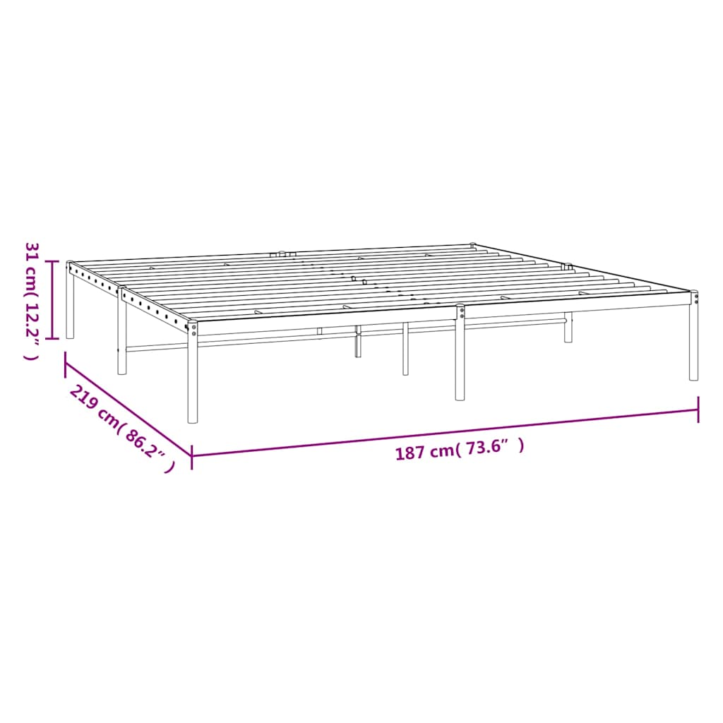 Metalni okvir za krevet bijeli 183x213 cm