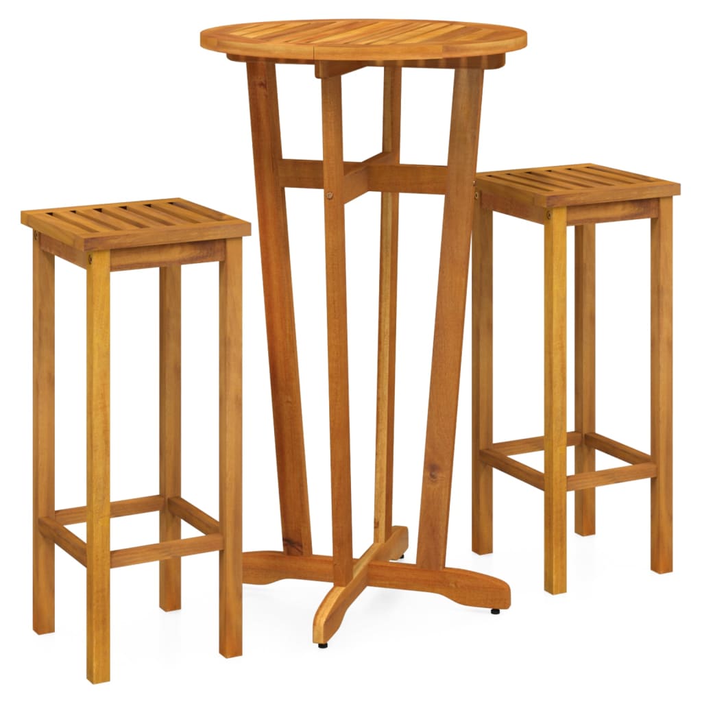 3-dijelni vrtni barski set od masivnog bagremovog drva Smeđa