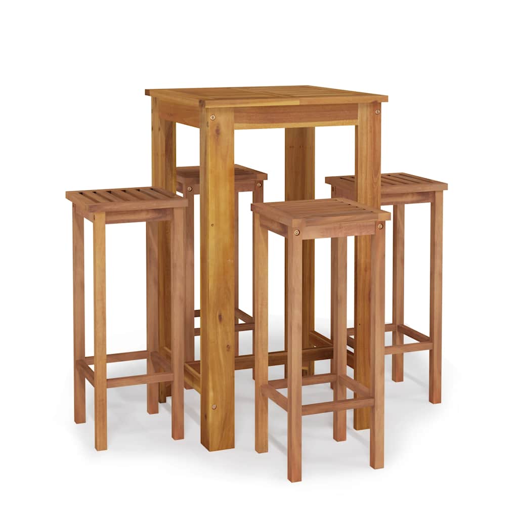 5-dijelni vrtni barski set od masivnog bagremovog drva Smeđa 60 cm table length