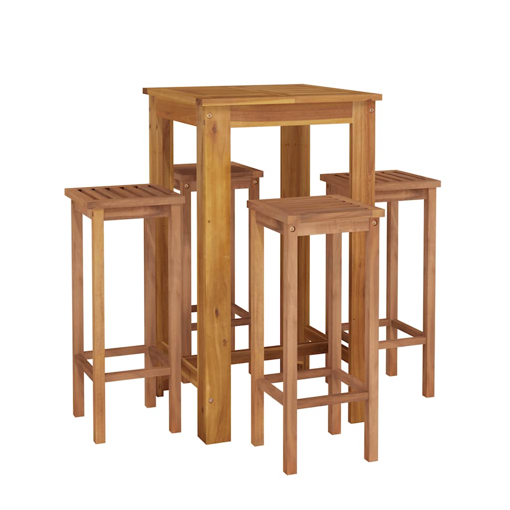 5-dijelni vrtni barski set od masivnog bagremovog drva Smeđa 60 cm table length