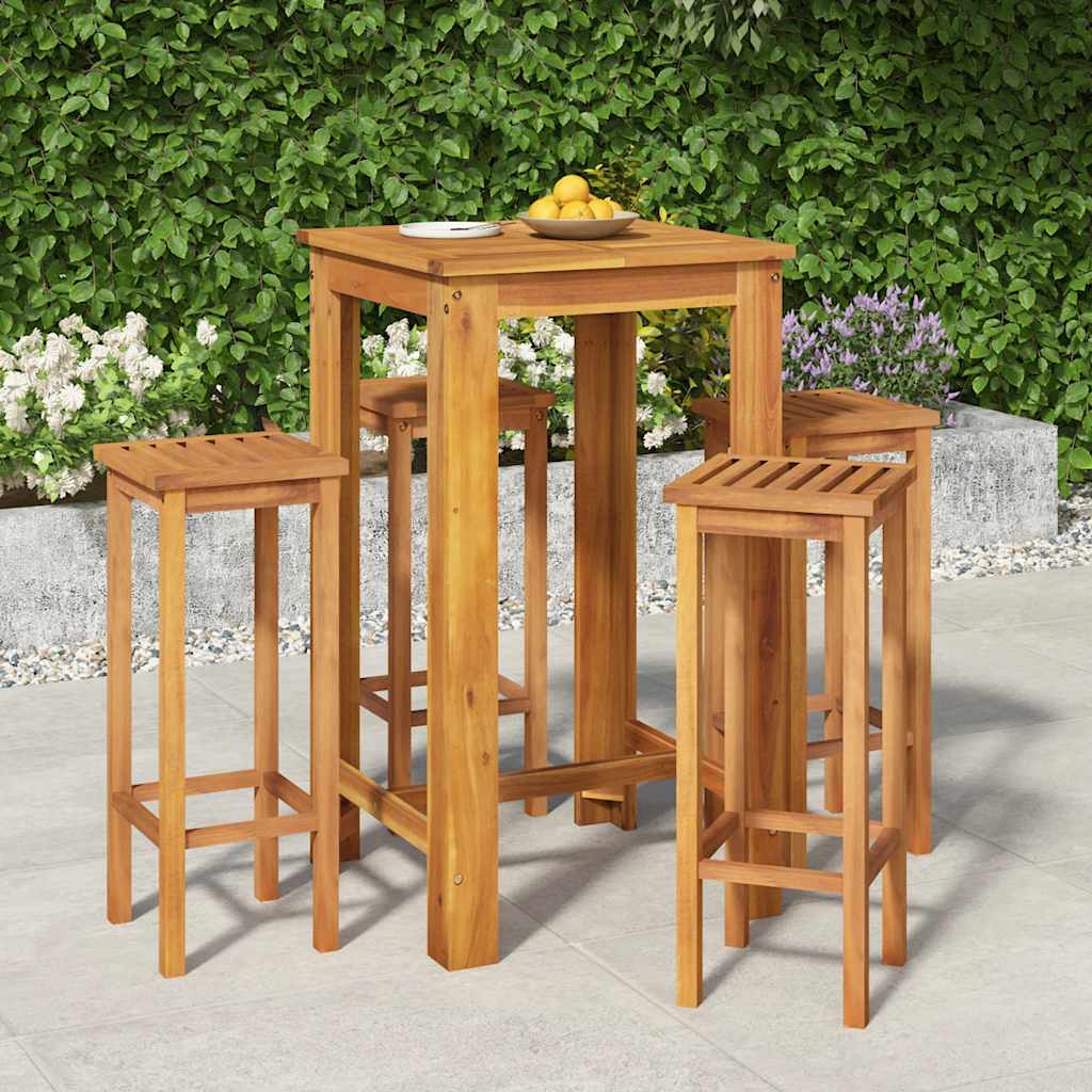 5-dijelni vrtni barski set od masivnog bagremovog drva Smeđa 60 cm table length