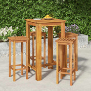 5-dijelni vrtni barski set od masivnog bagremovog drva Smeđa 60 cm table length