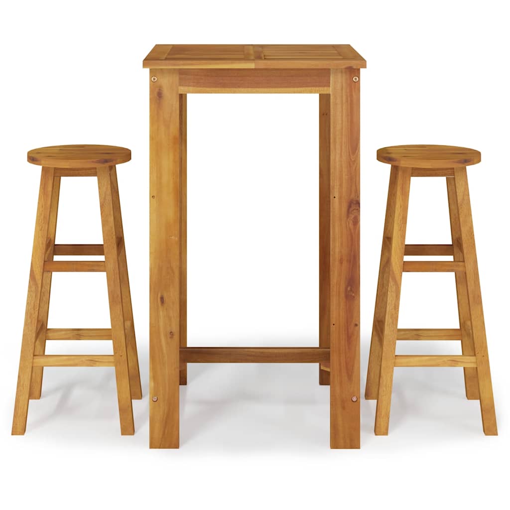 3-dijelni vrtni barski set od masivnog bagremovog drva Smeđa 60 cm table length