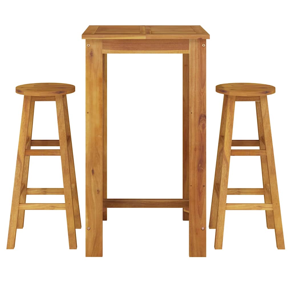 3-dijelni vrtni barski set od masivnog bagremovog drva Smeđa 60 cm table length
