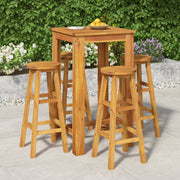 5-dijelni vrtni barski set od masivnog bagremovog drva Smeđa 60 cm table length
