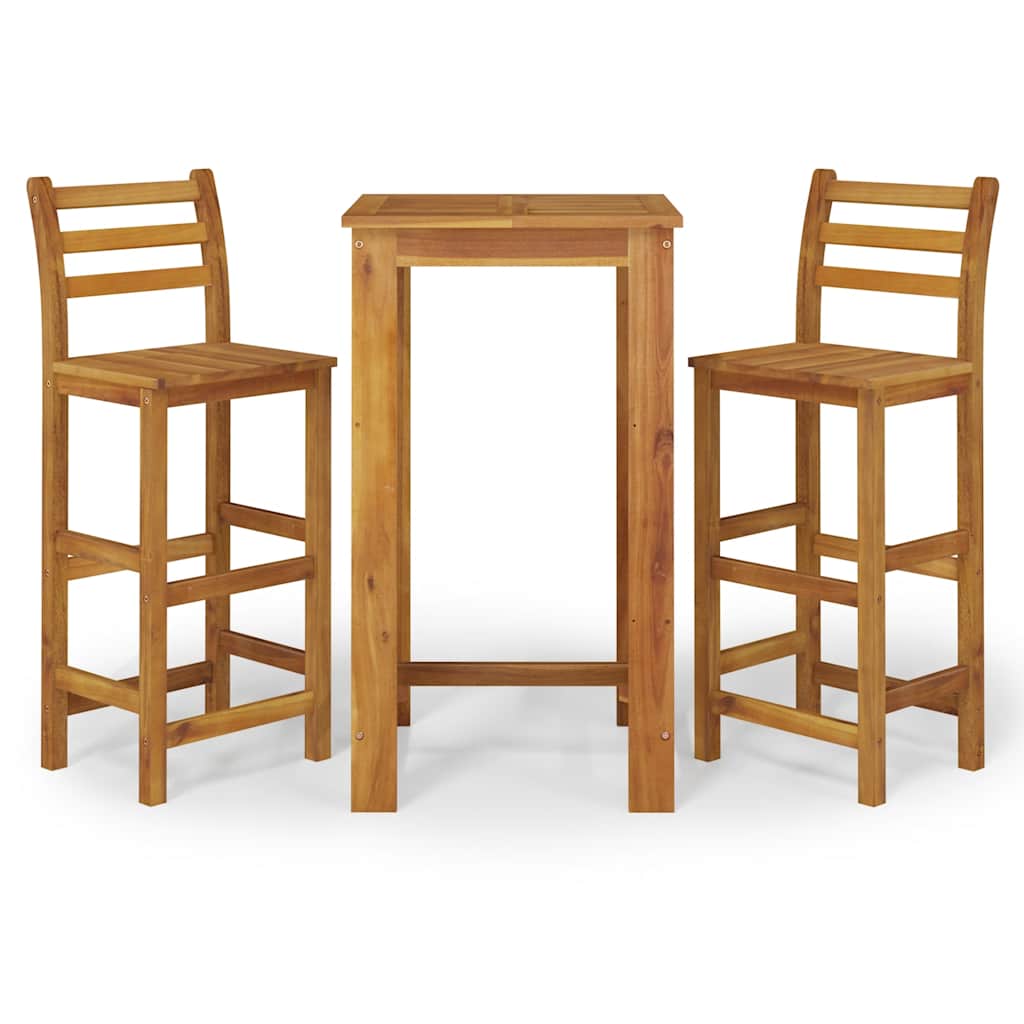 3-dijelni vrtni barski set od masivnog bagremovog drva Smeđa 60 cm table length