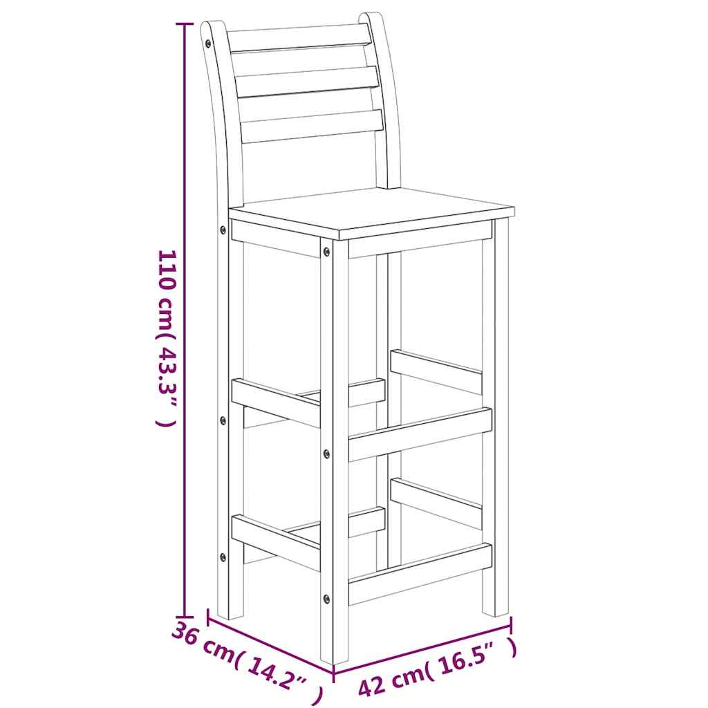 3-dijelni vrtni barski set od masivnog bagremovog drva Smeđa 60 cm table length