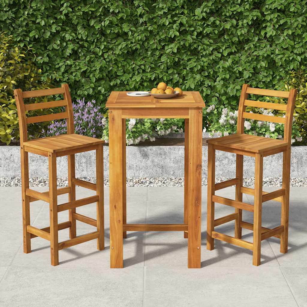 3-dijelni vrtni barski set od masivnog bagremovog drva Smeđa 60 cm table length