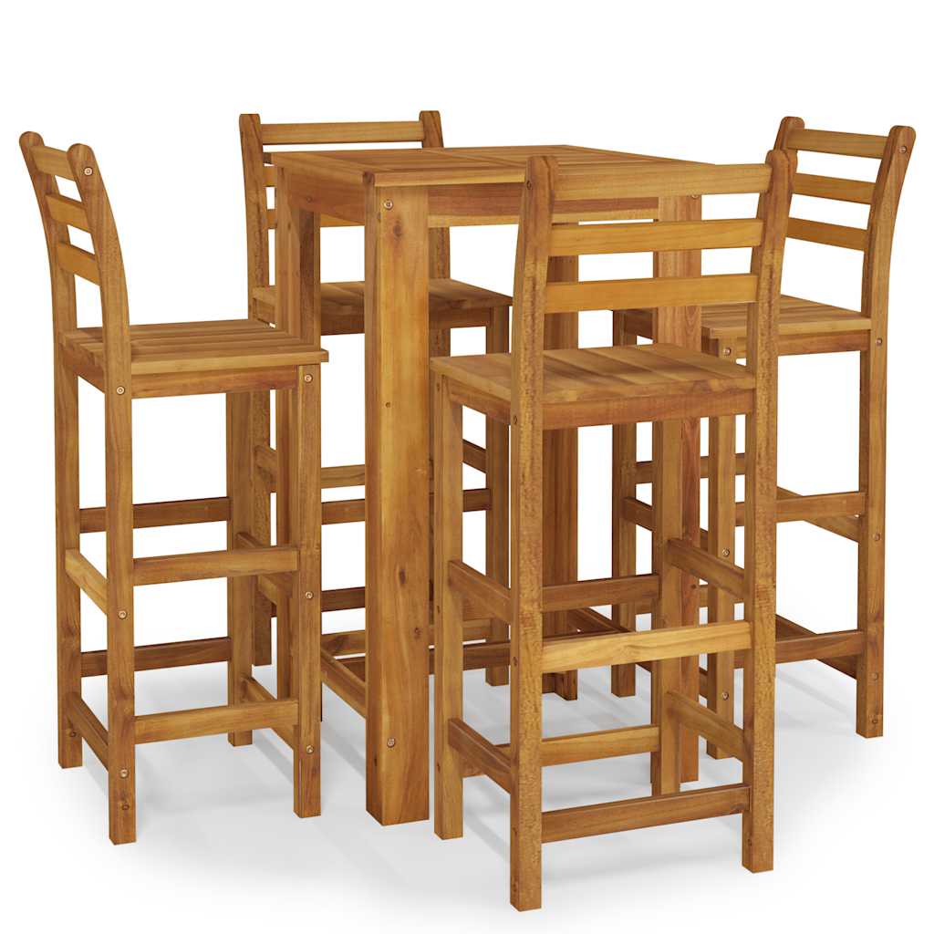 5-dijelni vrtni barski set od masivnog bagremovog drva Smeđa 60 cm table length