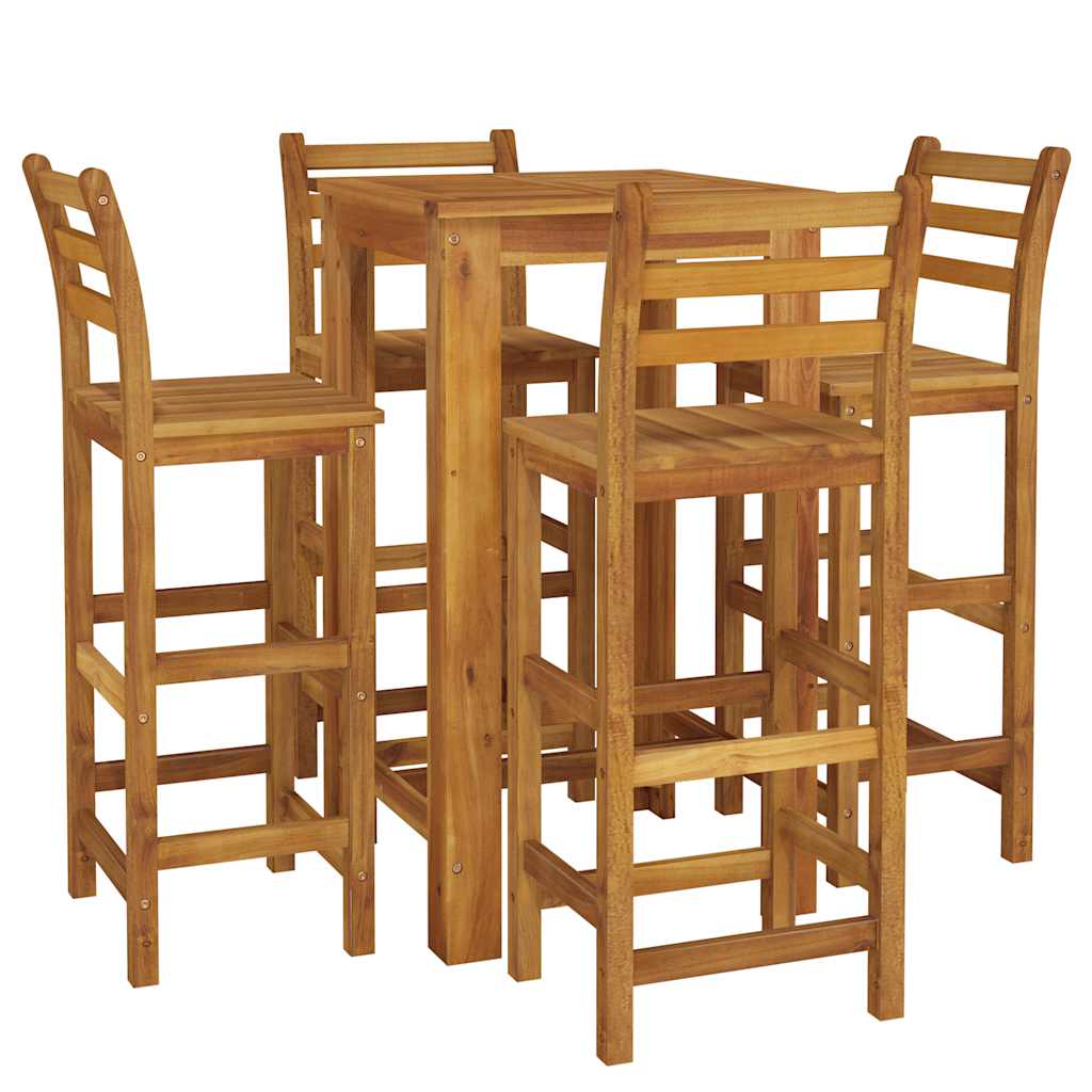 5-dijelni vrtni barski set od masivnog bagremovog drva Smeđa 60 cm table length