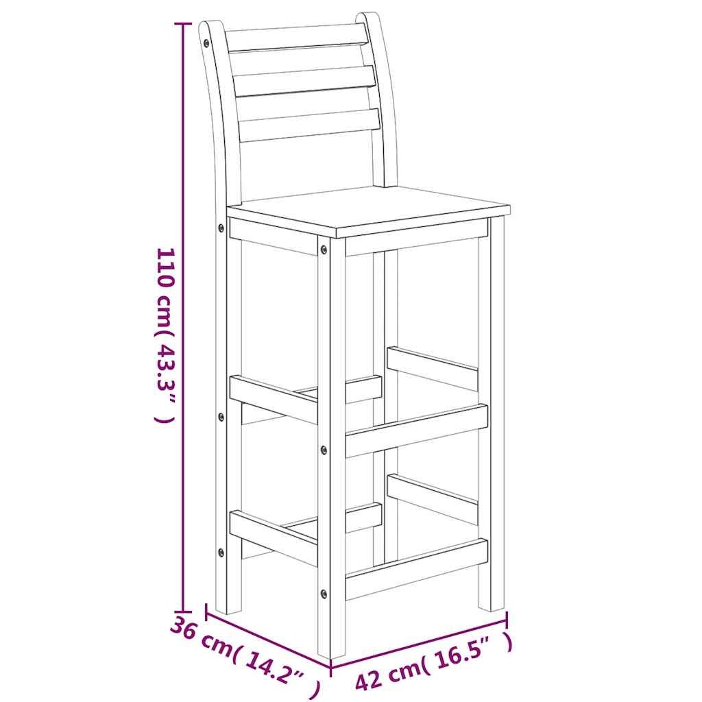 5-dijelni vrtni barski set od masivnog bagremovog drva Smeđa 60 cm table length