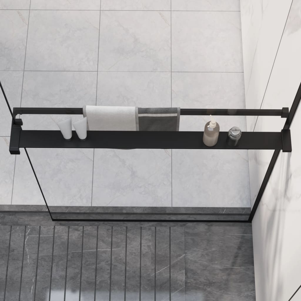 Polica za zid tuš-kabine crna 80 cm aluminijska