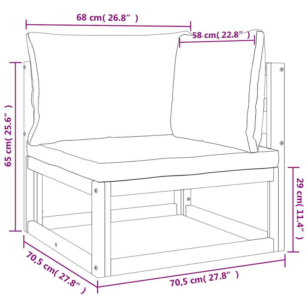 Modularna kutna sofa sa smeđesivim jastucima od bagremovog drva