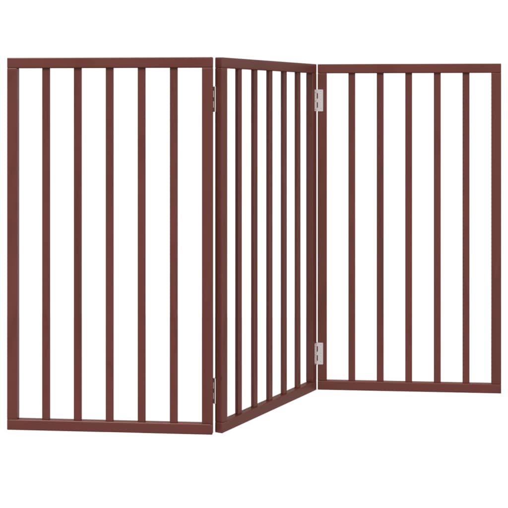 Vrata za pse s 3 panela sklopiva smeđa 150 cm od drva topole 50 x 90 x 2 cm