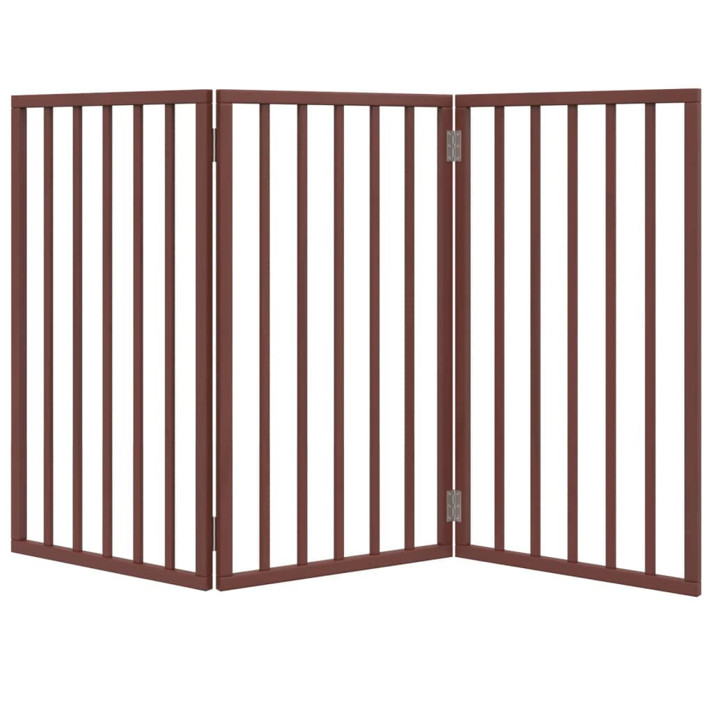 Vrata za pse s 3 panela sklopiva smeđa 150 cm od drva topole 50 x 90 x 2 cm