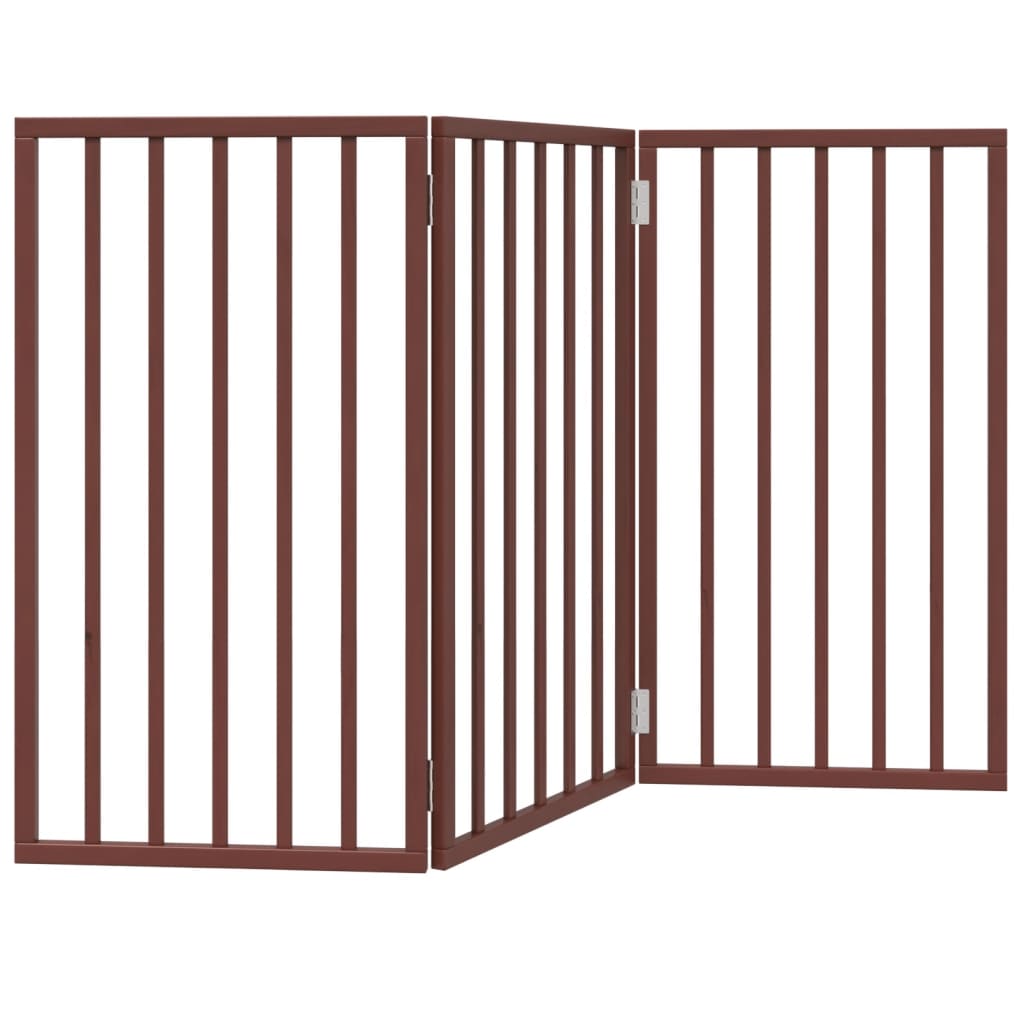 Vrata za pse s 3 panela sklopiva smeđa 150 cm od drva topole 50 x 90 x 2 cm