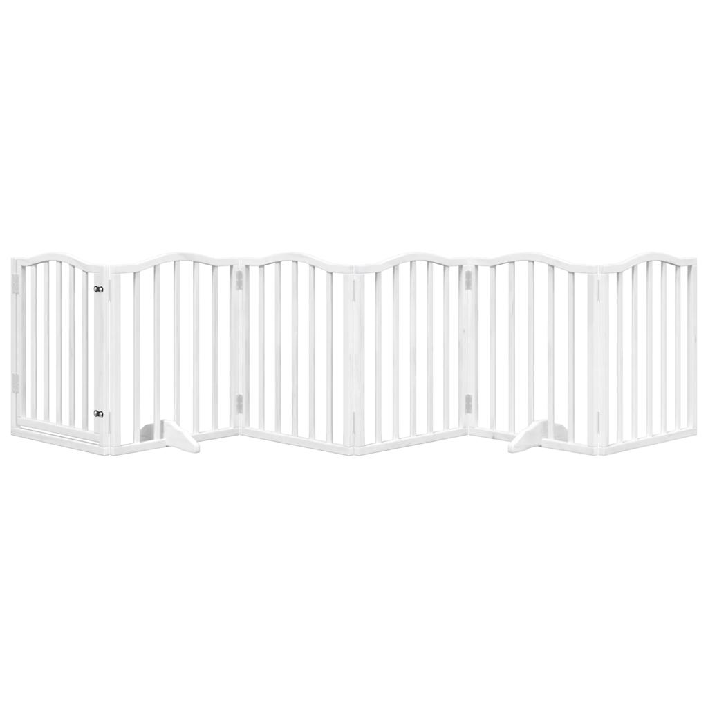 Vrata za pse s vratašcima 6 panela sklopiva 300 cm drvo topole Bijela 50 x 60 x 2 cm