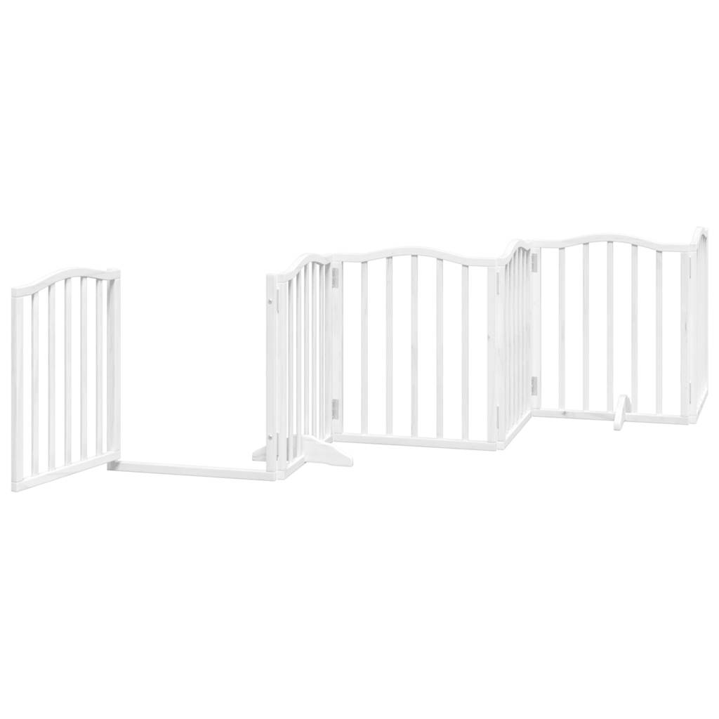 Vrata za pse s vratašcima 6 panela sklopiva 300 cm drvo topole Bijela 50 x 60 x 2 cm