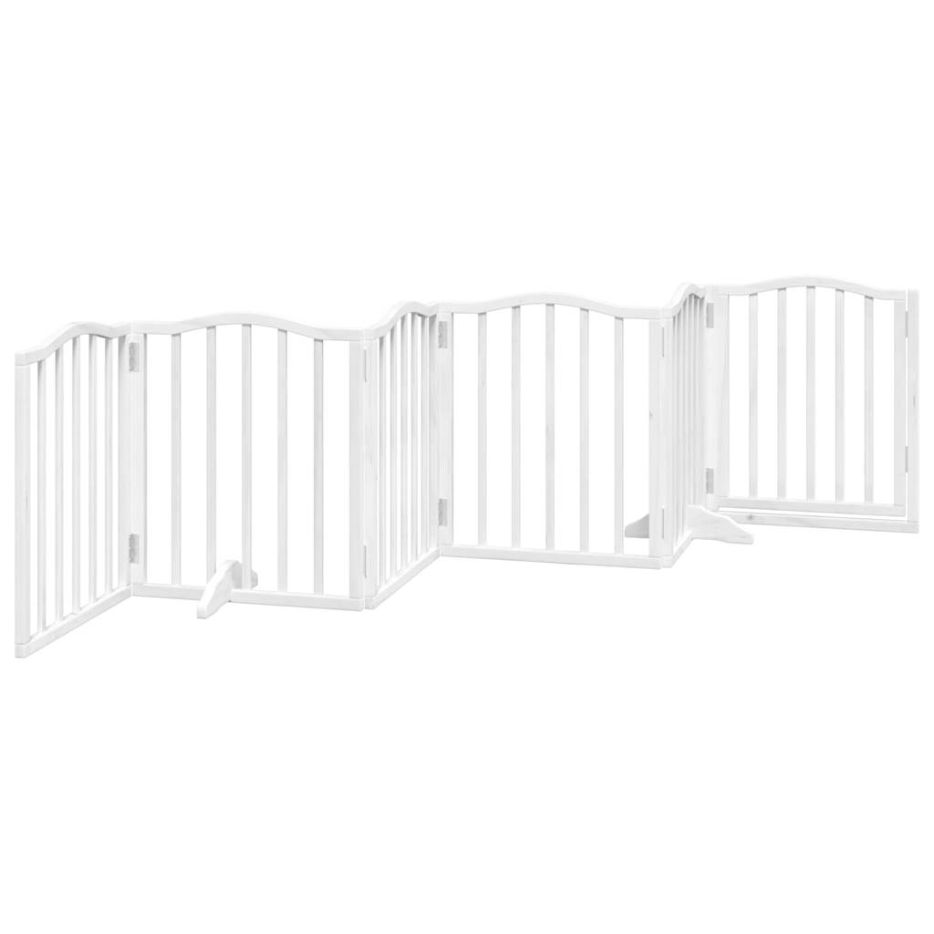 Vrata za pse s vratašcima 6 panela sklopiva 300 cm drvo topole Bijela 50 x 60 x 2 cm