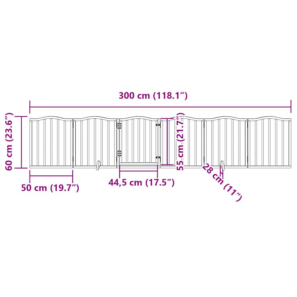 Vrata za pse s vratašcima 6 panela sklopiva 300 cm drvo topole Bijela 50 x 60 x 2 cm