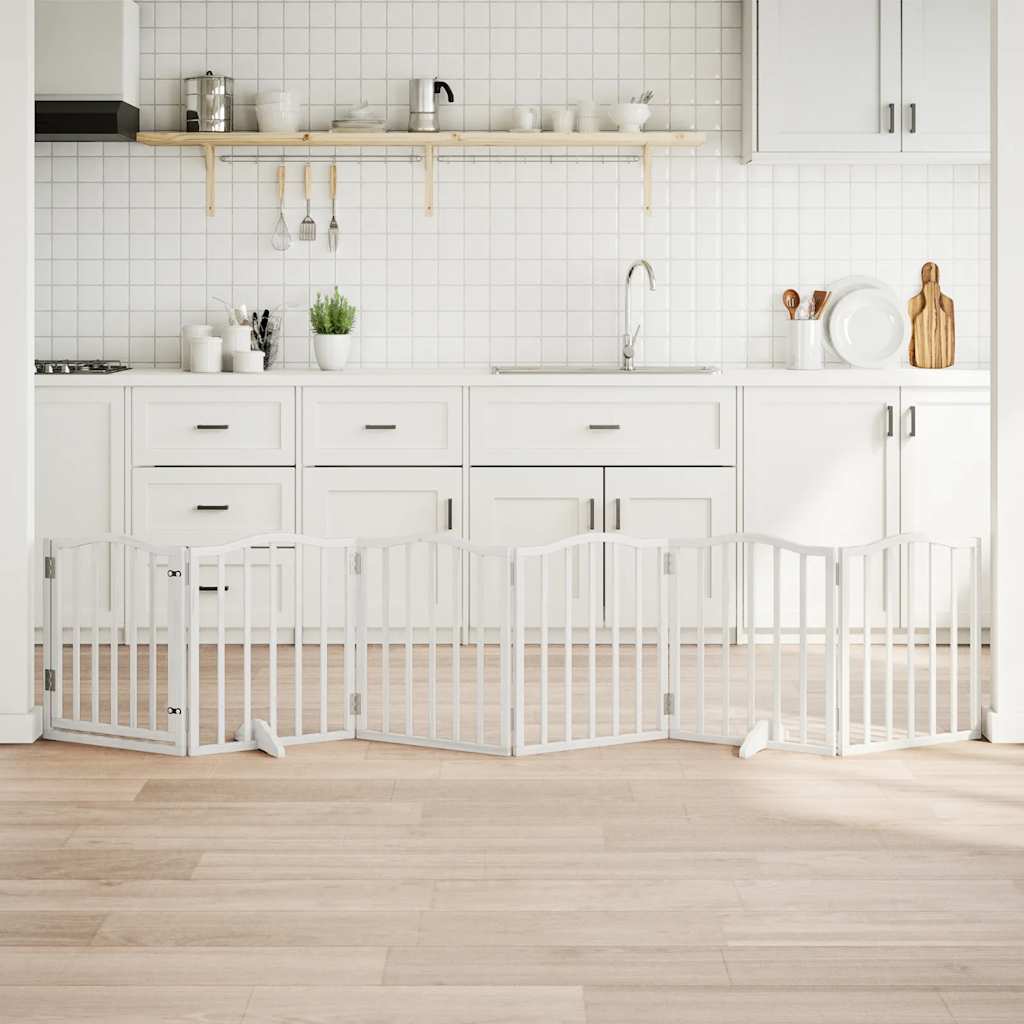 Vrata za pse s vratašcima 6 panela sklopiva 300 cm drvo topole Bijela 50 x 60 x 2 cm