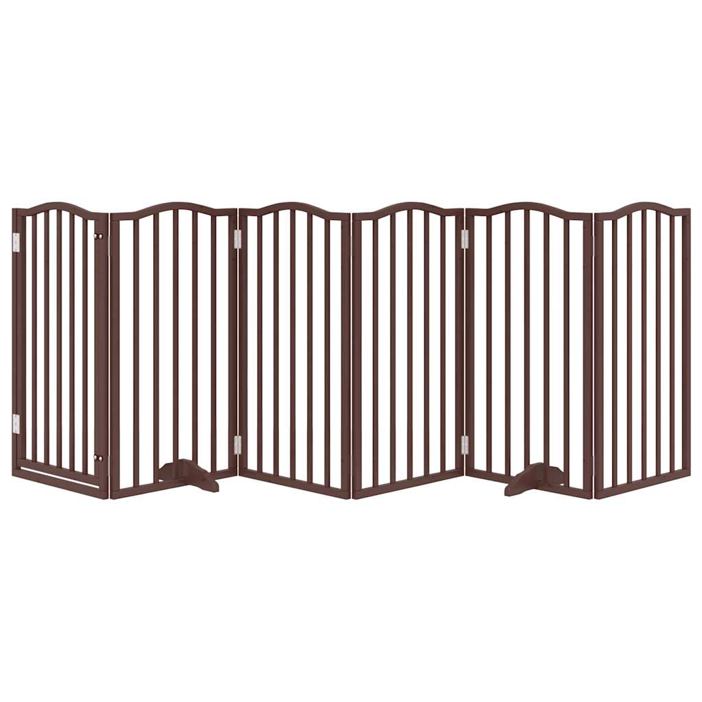 Vrata za pse s vratašcima 6 panela sklopiva 300 cm drvo topole Smeđa 50 x 90 x 2 cm